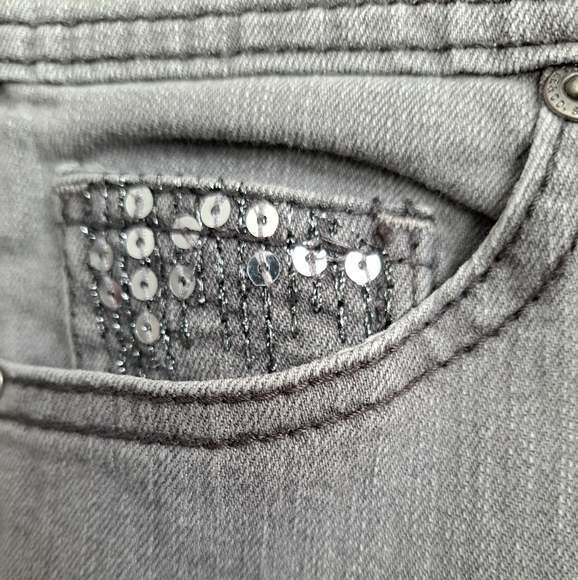 Style & Co. Grey Boot Cut Jeans With Sequins   Size 12P - Picture 3 of 5